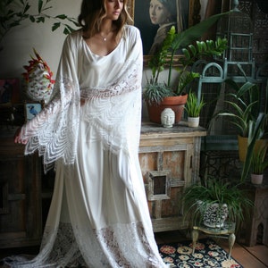 Bridal Satin And Lace Robe Wedding Sleepwear Bridal Robe Lingerie Wedding Lingerie Lace Sleepwear Honeymoon Kimono Lingerie image 2