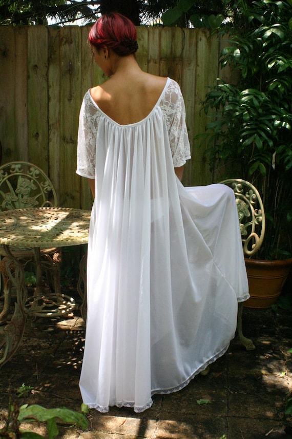Buy White Bridal Romance Full Swing Nightgown Lace Sleeves Bridal Lingerie  Wedding Sleepwear Honeymoon Cruise Spa Holiday Online in India 
