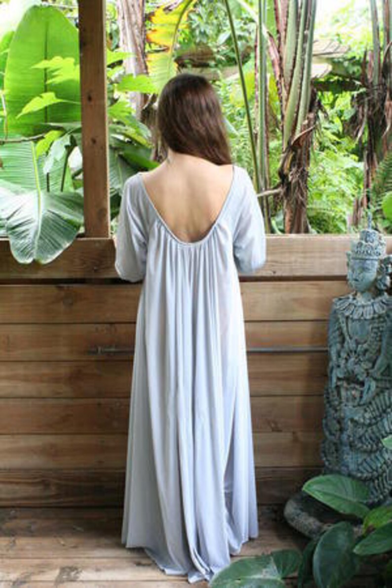 Peasant Sleeve Nightgown Long Sleeve Full Swing Gray Nylon Etsy
