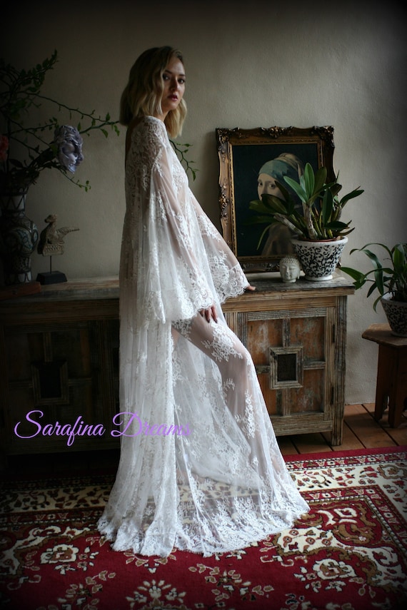 private Polar Recur Bridal Lace Wedding Robe Bridal Lingerie Wedding Sleepwear off - Etsy