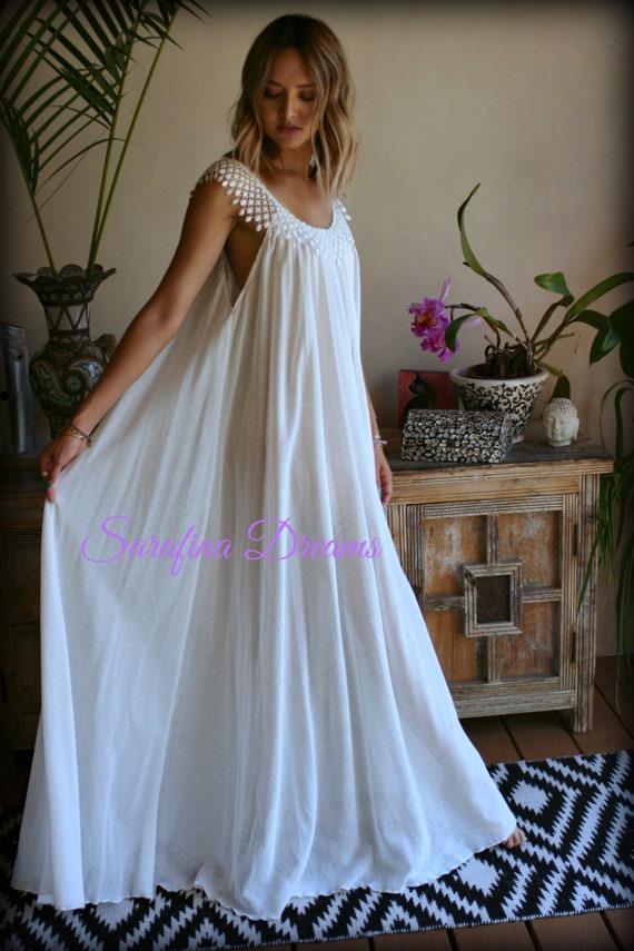 LAKE | Women | Cotton Pajamas | White Seersucker Alice Nightgown