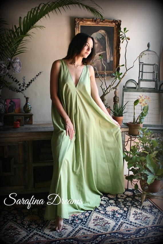 Cotton Nightgown Green Cotton Sleepwear Backless Dress Nightgown Cotton Bridal Nightgown Honeymoon Cotton Lingerie Bridal Lingerie Etsy