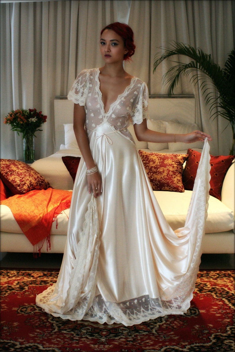 bridal-nightgown-amelia-satin-embroidered-lace-wedding-etsy