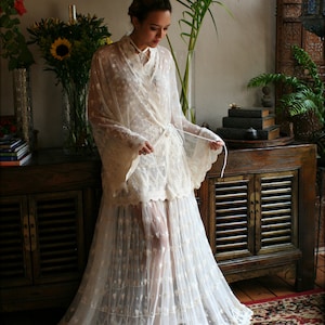 Victorian Lace Bed Jacket Bridal Lingerie Wedding Lingerie Lace Robe Bridal Robe Wedding Sleepwear Lace Lingerie Art Deco  Nightgown