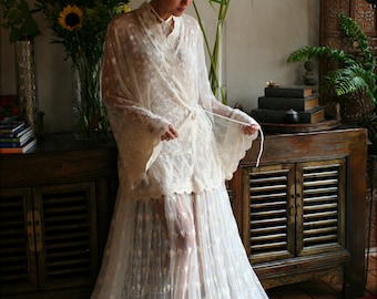 Victorian Lace Bed Jacket Bridal Lingerie Wedding Lingerie Lace Robe Bridal Robe Wedding Sleepwear Lace Lingerie Art Deco  Nightgown