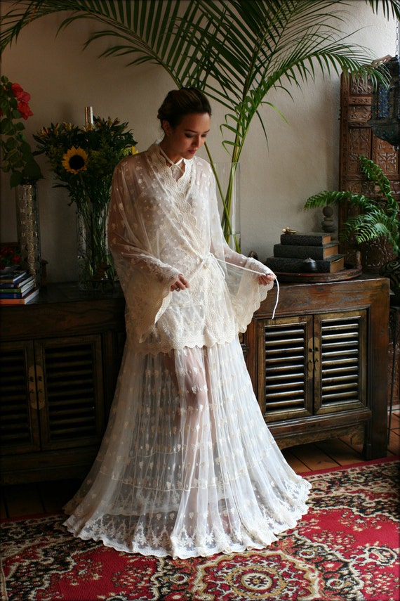 Victorian Lace Bed Jacket Bridal Lingerie Wedding Lingerie Lace