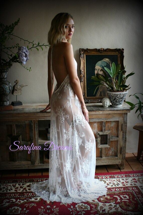 Encaje nupcial espalda sin camisón novia lencería novia | Etsy México