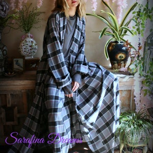 LIMITED EDITION Gray Flannel Plaid Robe Cotton Flannel Flannel Sleepwear Cotton Flannel Robe Flannel Lingerie Cotton Robe image 8