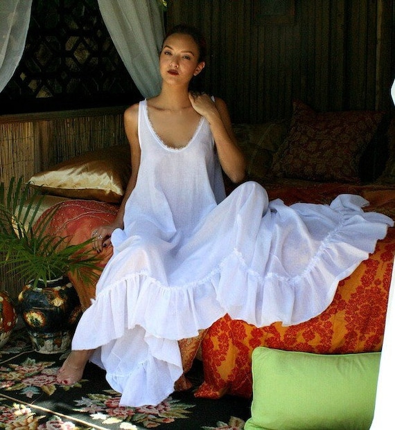 Buy 100% Cotton Nightgown Ruffle White or Print Cotton Lingerie