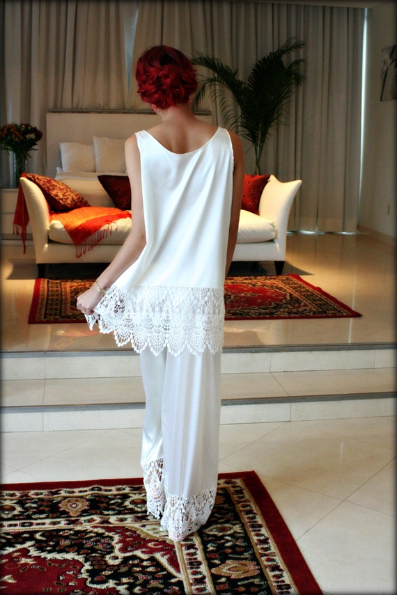Isadora Satin and Lace Pajama Sleepwear Lingerie Bridal Lingerie