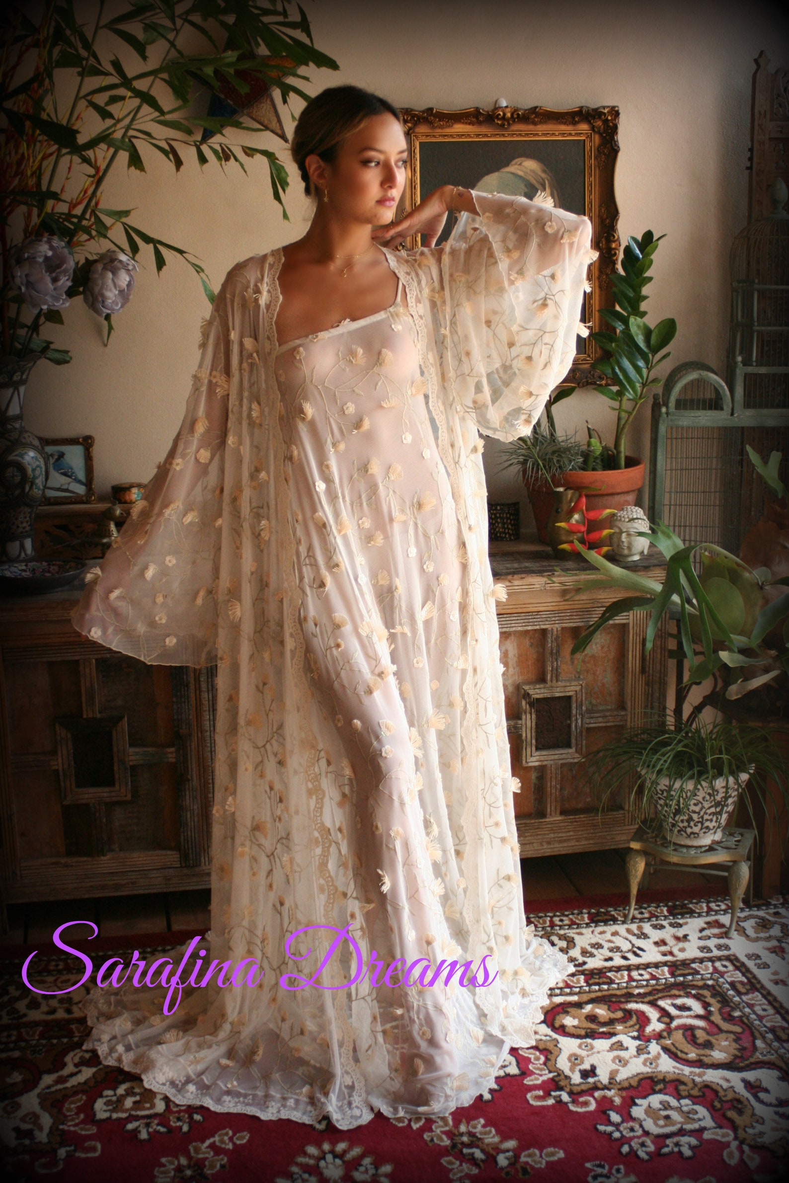 Embroidered Lace Bridal Robe 3D Flower Wedding Lingerie Lace Etsy