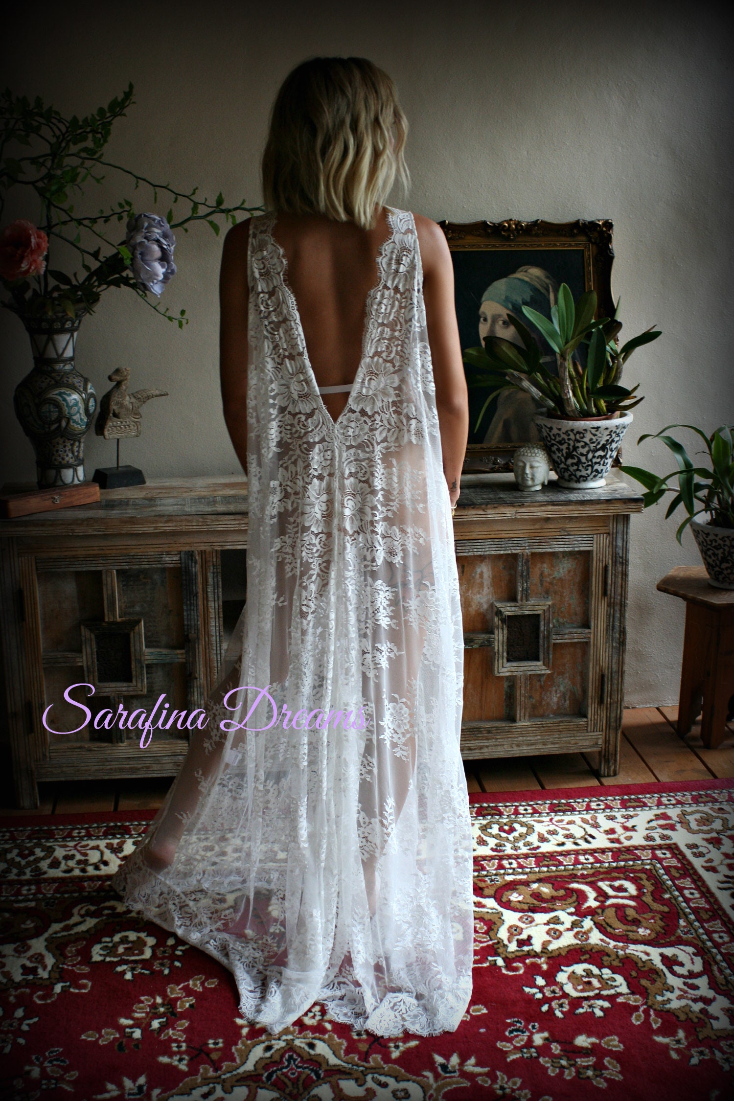 Bridal Lace Backless Nightgown Wedding Sleepwear Bridal - Etsy UK