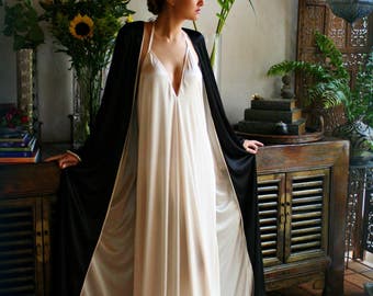 Reversible Satin Robe Two Tone Two Color Bridal Robe Black Wedding Robe Champagne Satin Robe Bridal Lingerie Wedding Lingerie Sleepwear