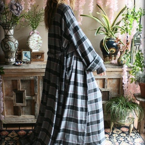 LIMITED EDITION Gray Flannel Plaid Robe Cotton Flannel Flannel Sleepwear Cotton Flannel Robe Flannel Lingerie Cotton Robe image 4