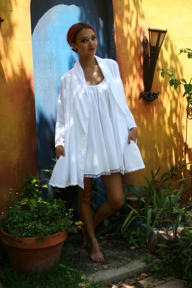 White Cotton Baby Doll Nightgown Shabby Chic Full Swing Lace | Etsy