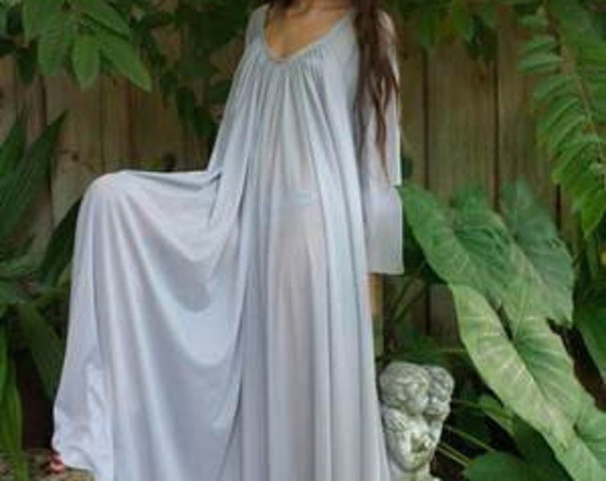 Peasant Sleeve Nightgown Long Sleeve Full Swing Gray Nylon Jane Austen