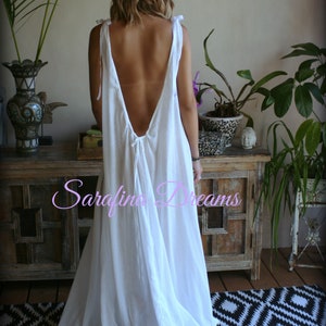 Cotton Nightgown Backless White Cotton Sleepwear Honeymoon Cotton Lingerie Bridal Lingerie