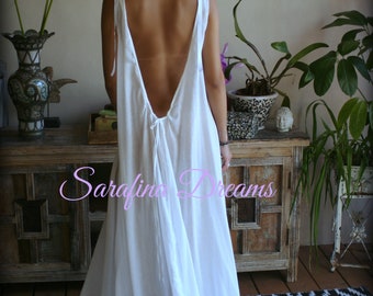 Cotton Nightgown Backless White Cotton Sleepwear Honeymoon Cotton Lingerie Bridal Lingerie