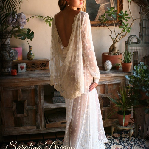 Bridal Nightgown Lace Backless Nightgown Embroidered Lace Wedding Sleepwear Bridal Lingerie Lace Sleepwear Lace Dress Honeymoon Lingerie