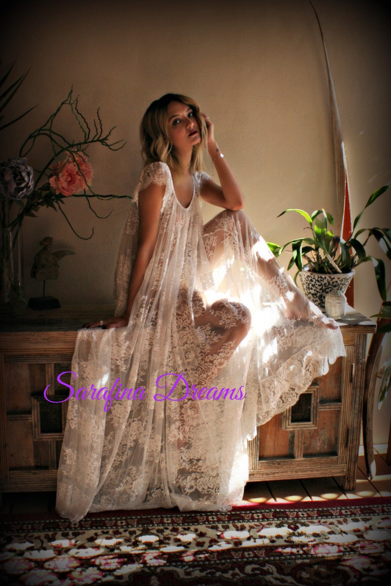 Bridal Lace Nightgown Wedding Sleepwear Full Sweep Bridal - Etsy