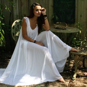 Bridal Nightgown Wedding Lingerie Full Swing White Nylon Sleepwear Bridal Sleepwear Honeymoon Romance Nightgown image 1