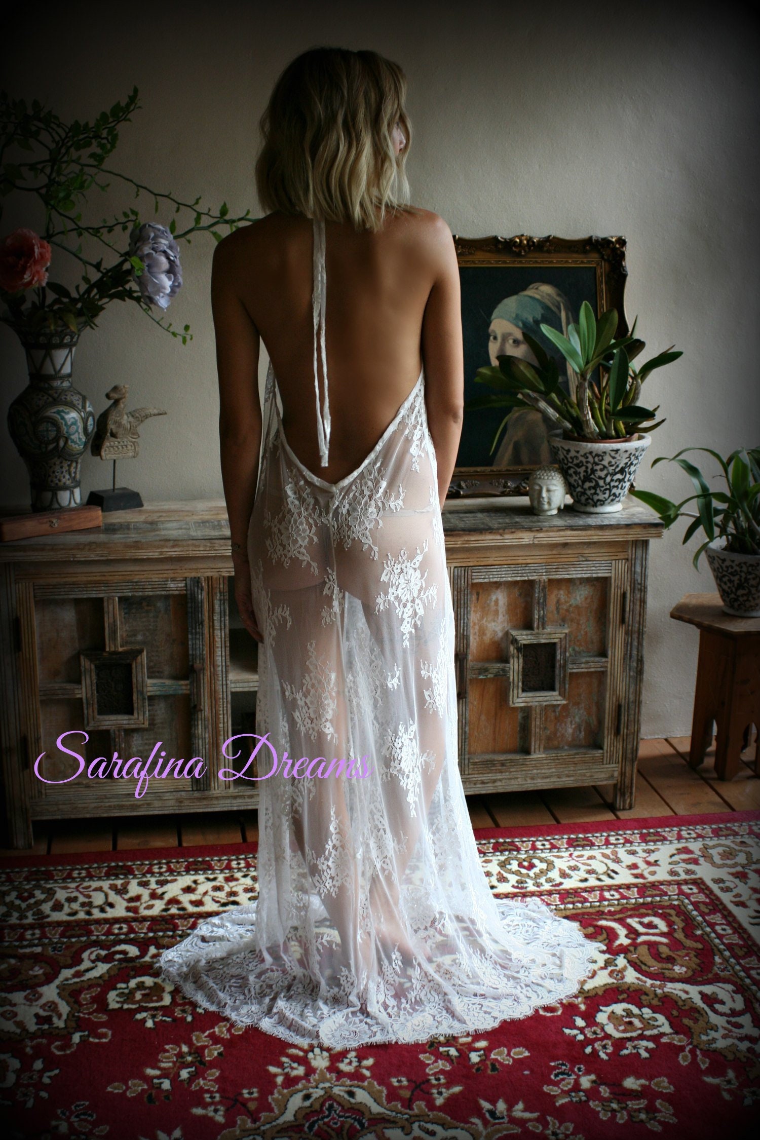 Bridal Lace Backless Nightgown Wedding 