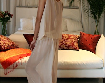Pijama de noiva de chiffon de seda, lingerie de casamento, pijama de seda, roupa de dormir de noiva, lingerie de seda
