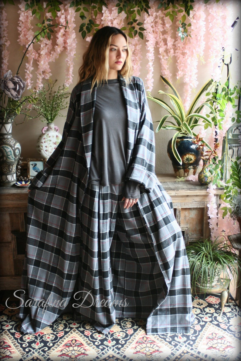 LIMITED EDITION Gray Flannel Plaid Robe Cotton Flannel Flannel Sleepwear Cotton Flannel Robe Flannel Lingerie Cotton Robe image 5