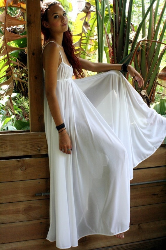 Grecian Goddess Bridal Nightgown Wedding Lingerie White Nylon