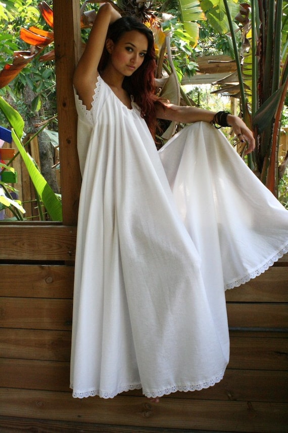 White Cotton and Prints Jane Austen Cotton Nightgown Bridal - Etsy