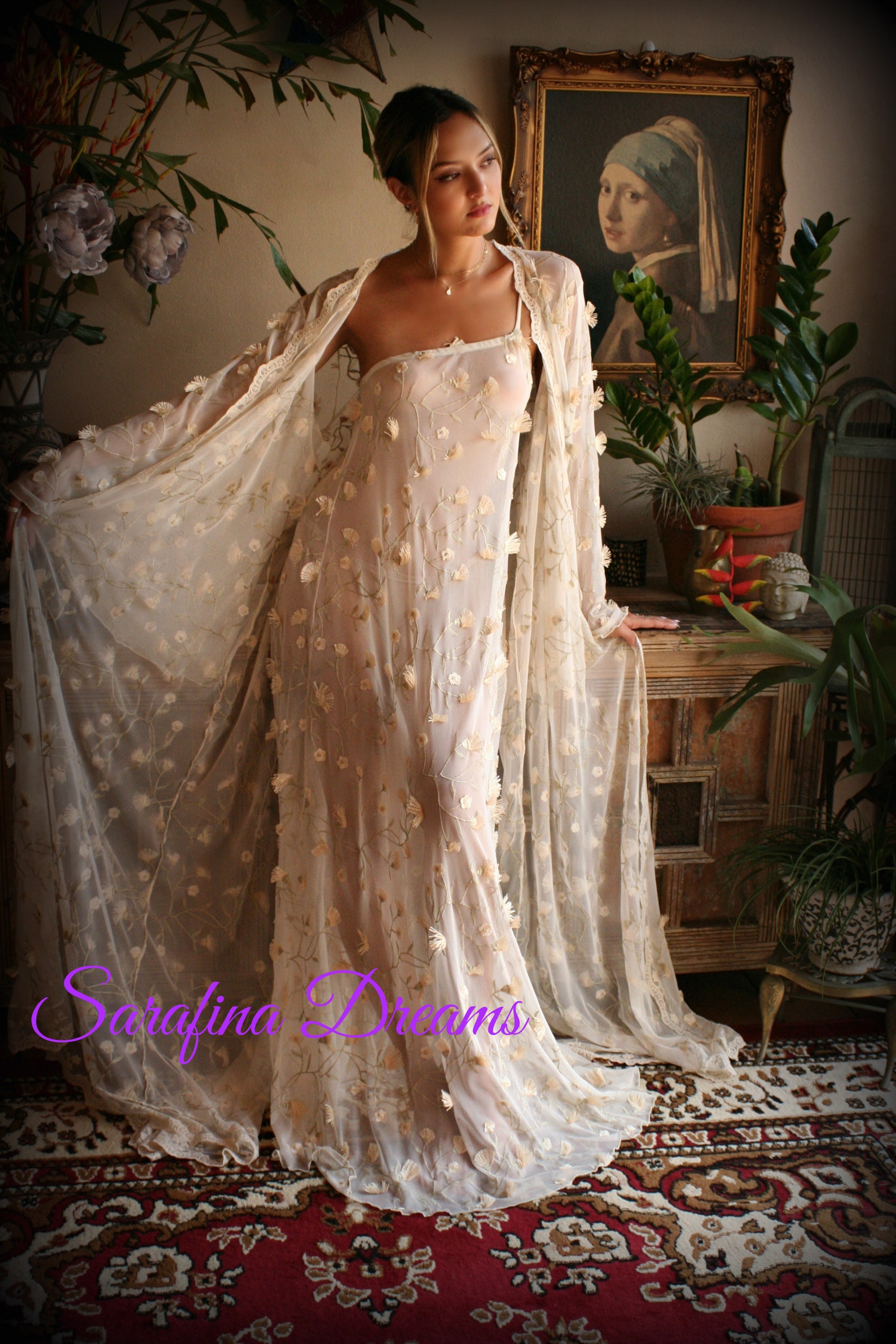 Embroidered Lace Bridal Robe 3D Flower Wedding Lingerie Lace Etsy