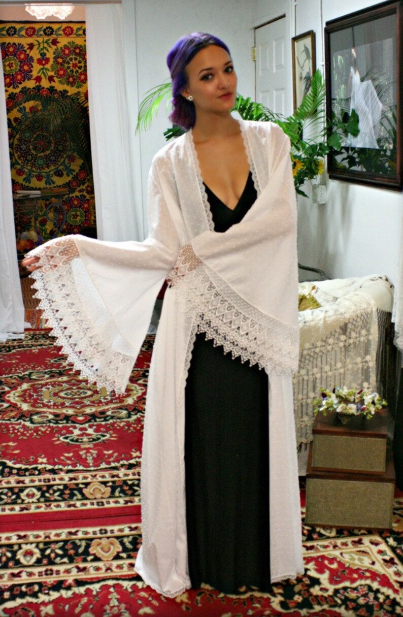 White Cotton Robe Dotted Swiss Robe Bridal Lingerie Wedding White Robe White Sleepwear White Lingerie Cotton Sleepwear Cotton Lingerie
