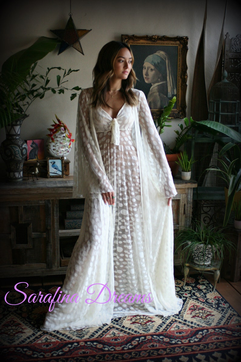 Ivory Lace Bridal Robe Wedding Lingerie Mesh Lace Bridal | Etsy