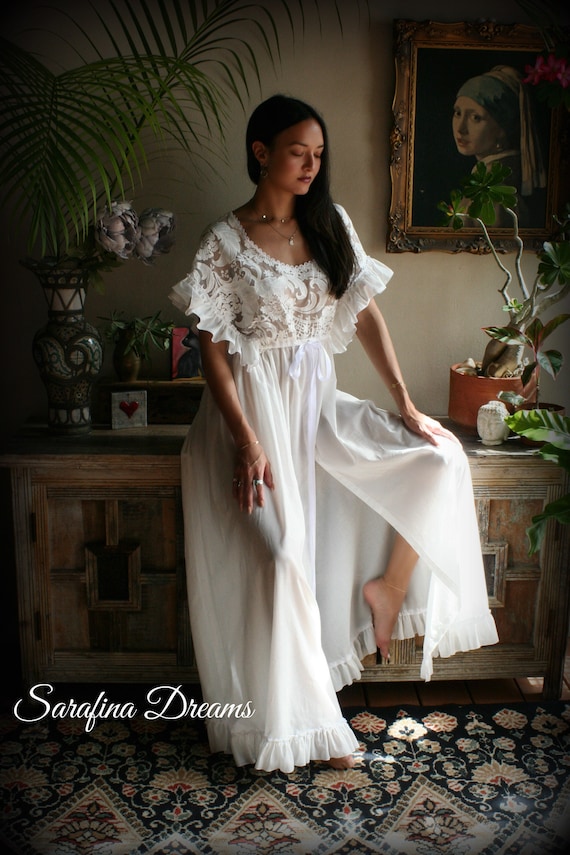 Cotton Nightgown Victorian Cotton Sleepwear Jane Austen Sleepwear