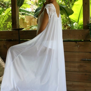 White Full Swing Nightgown Romantic Lingerie Bridal Wedding Lace Cap Sleeve Sleepwear image 4
