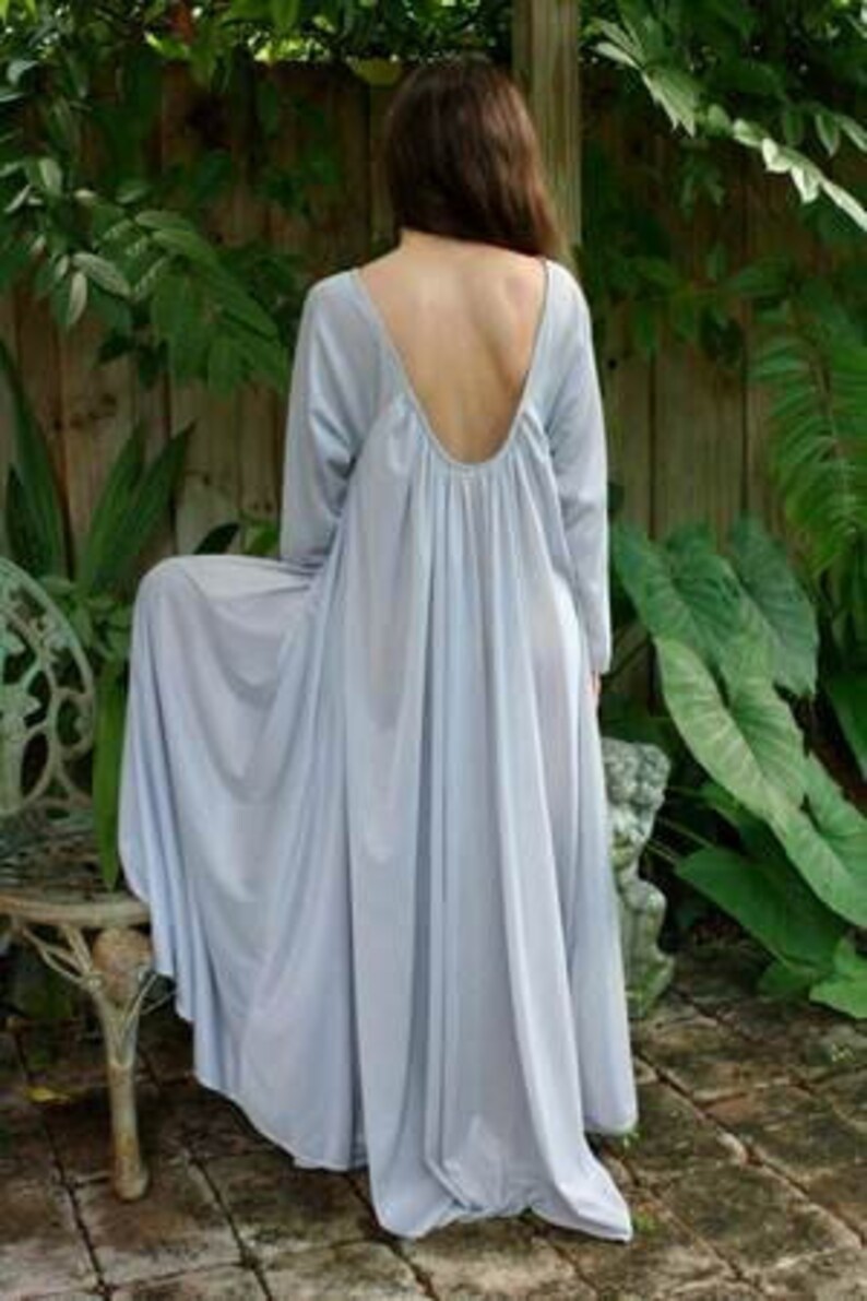 Peasant Sleeve Nightgown Long Sleeve Full Swing Gray Nylon Etsy