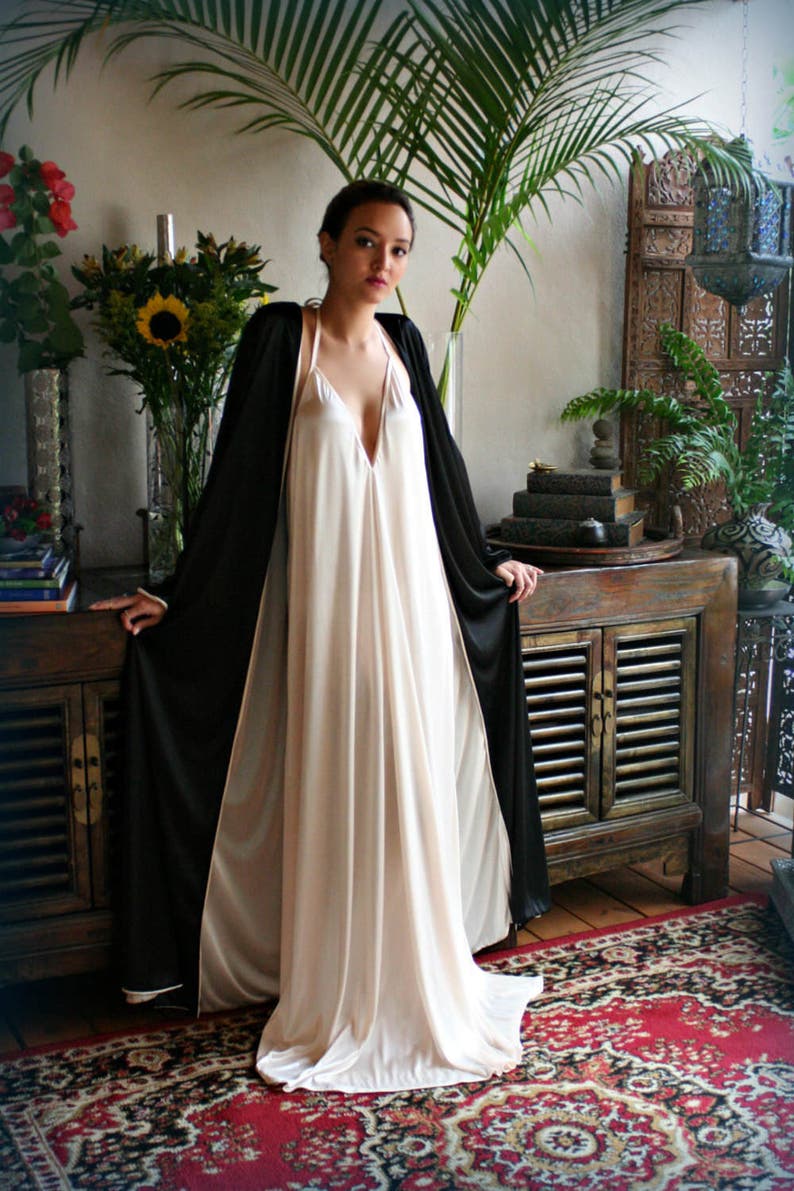Reversible Satin Robe Two Tone Two Color Bridal Robe Black Wedding Robe ...