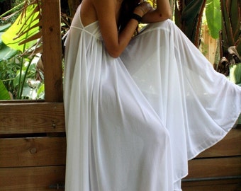 Grecian Goddess Bridal Nightgown Wedding Lingerie White Nylon Angelic Honeymoon Gown Romantic Sleepwear