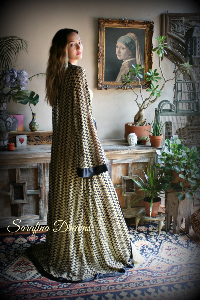 Black Gold Metallic Kimono Robe Black Satin Banded Missoni - Etsy Australia