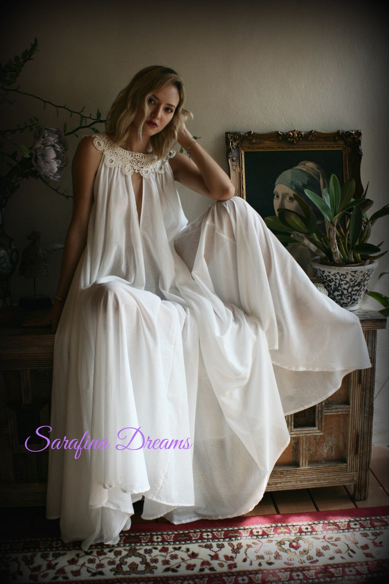 100% Cotton Nightgown Jane Austen Full Sweep Lingerie | Etsy