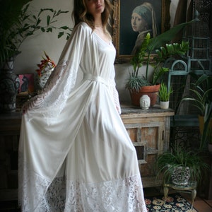 Bridal Satin And Lace Robe Wedding Sleepwear Bridal Robe Lingerie Wedding Lingerie Lace Sleepwear Honeymoon Kimono Lingerie image 6
