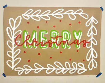 Hand Painted Custom Christmas Banner