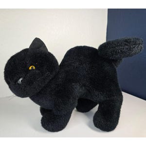 Vintage 1988 Chrishna Playful Plush Black Cat Stuffed Animal Toy Halloween Decor