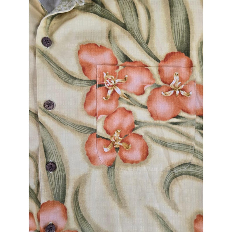 Y2K Tommy Bahama Mens XXL 100% Silk Button Down Yellow Floral Tropical Vacation image 5