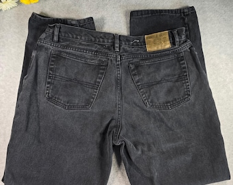 Bugle Boy Jeans 750 Herr 32x29 Blekta Svarta Denim Raka Ben Vintage 90-talsbyxor