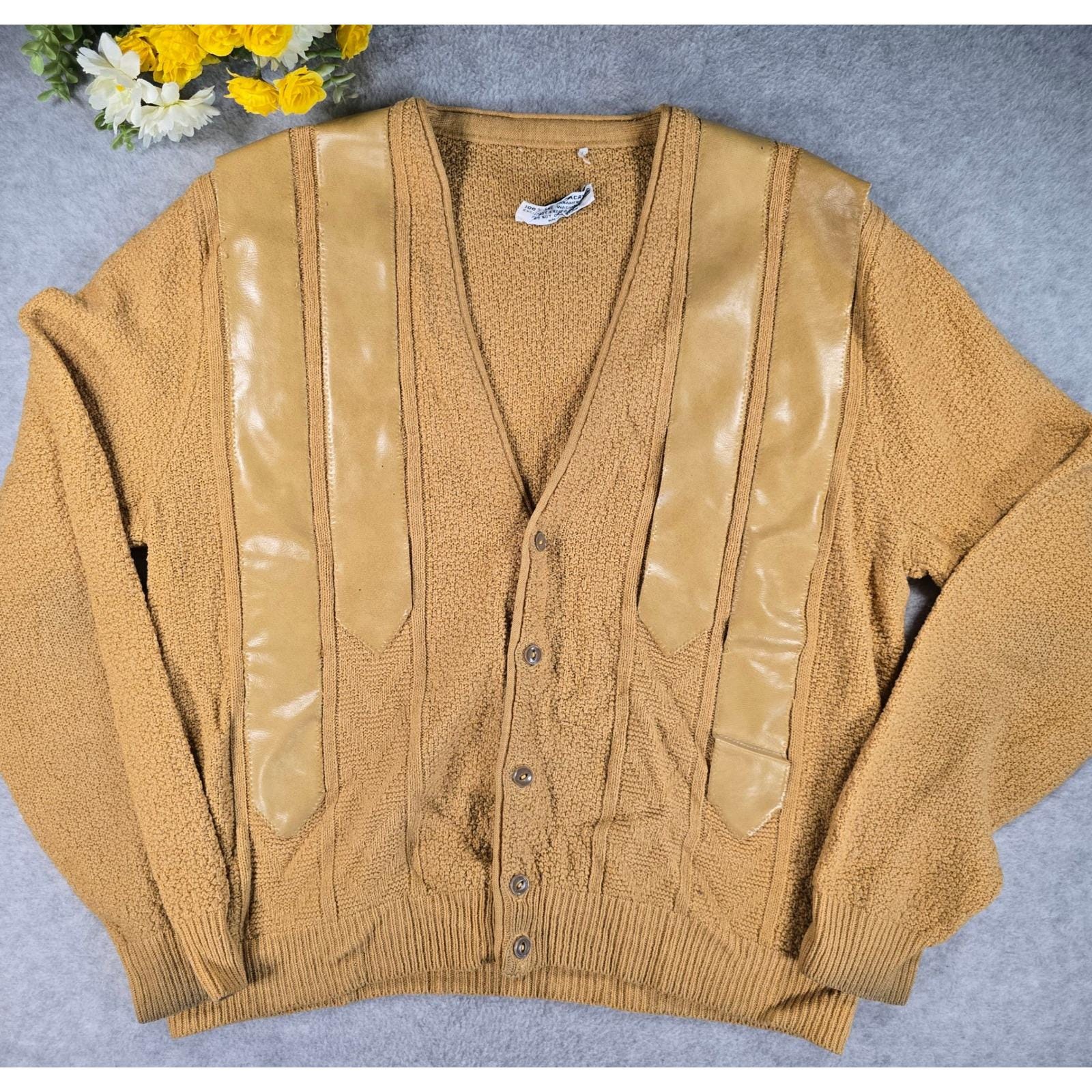 50s-60s Vintage Acrylic Cardigan カラシ Vintage Acrylic Cardigan - Etsy