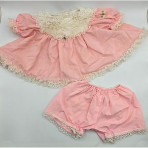 Vintage Cabbage Patch Kids met stroken roze jukjurk kant bloeier set 80s 90s