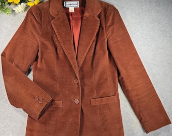 Vintage 70s Bobbie Brooks Brown Corduroy Blazer Jacket ILGWU Size XS Academia