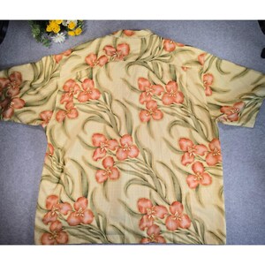 Y2K Tommy Bahama Mens XXL 100% Silk Button Down Yellow Floral Tropical Vacation image 11