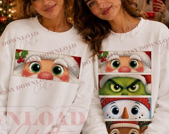 Christmas Peeking Eyes PNG, Santa Eyes Sweatshirt Png, Snowman Reindeer Peeking Png, Holiday Character Png, Grinc Eyes Png, Reindeer Peeking